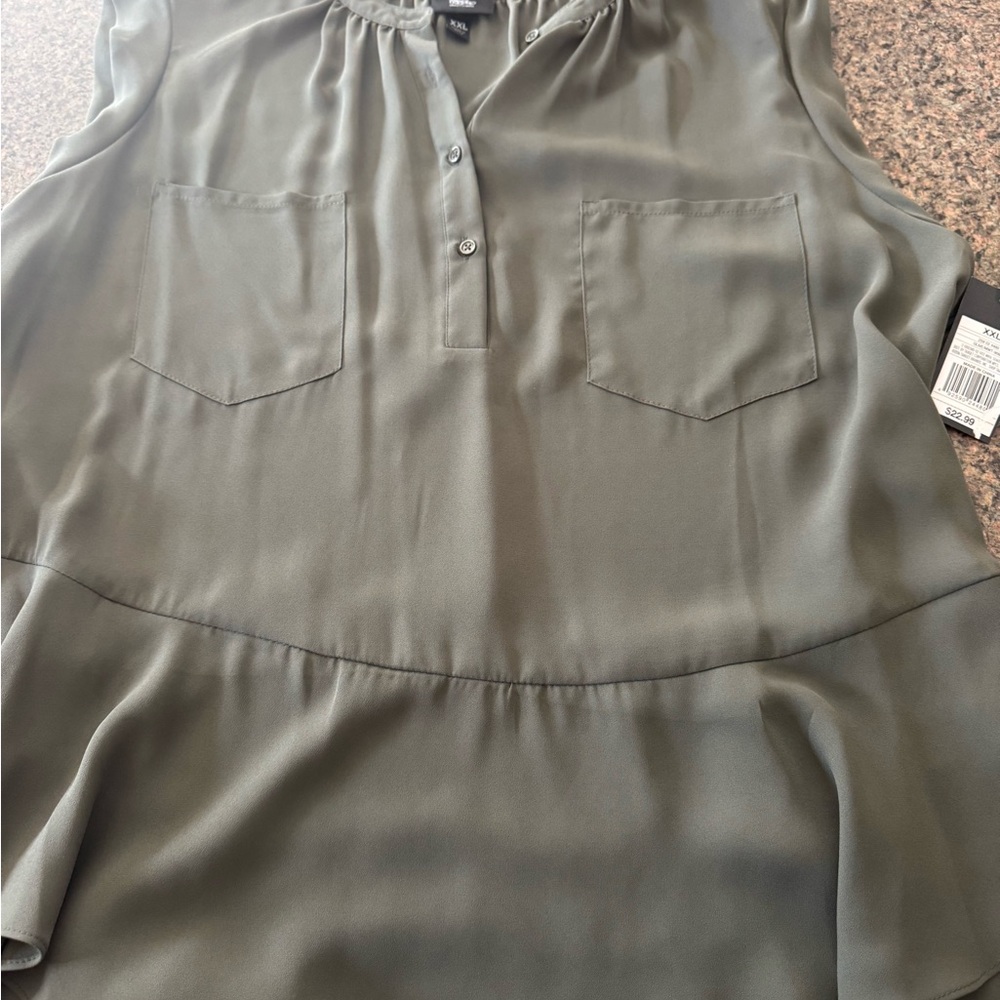Women's Olive Green Sleeveless Top